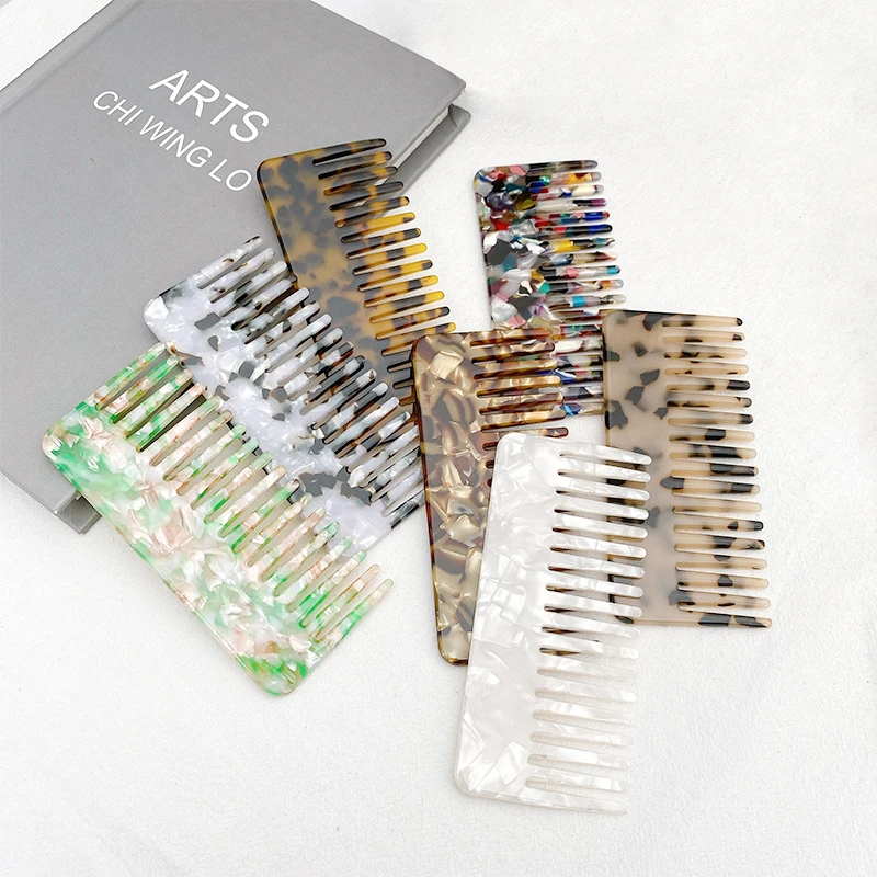 Large Size Cellulose Acetate Hair Comb Wide Tooth Korean Comb Custom Logo Anti-Static Acetate Hair Comb