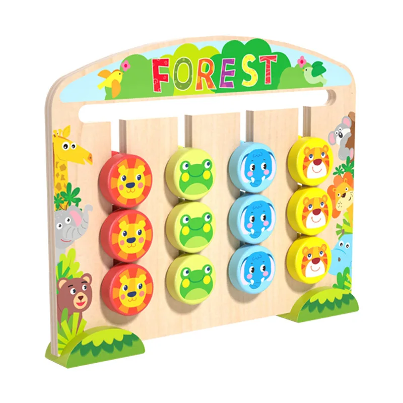 2406 Learning Toys Slide Puzzle Color Shape Matching Wooden Toy Brain Thinking Logic Game Educational Toys For Kids Learning