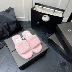 TOP Genuine Leather Cheap Famous Brand Luxury ladies designer slippers winter cotton slippers for women