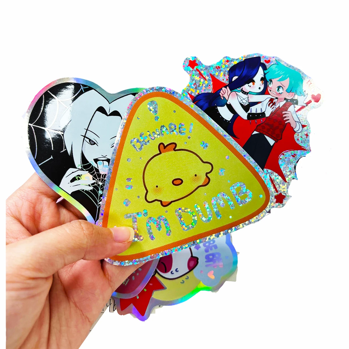 holographic die cut sticker custom Rainbow cartoon Die Cut waterproof Hologram sticker anime decorative stickers