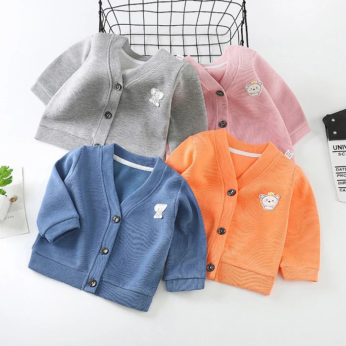 
Baby four seasons casual girl jacket spring and autumn boy V-neck knit coat 
