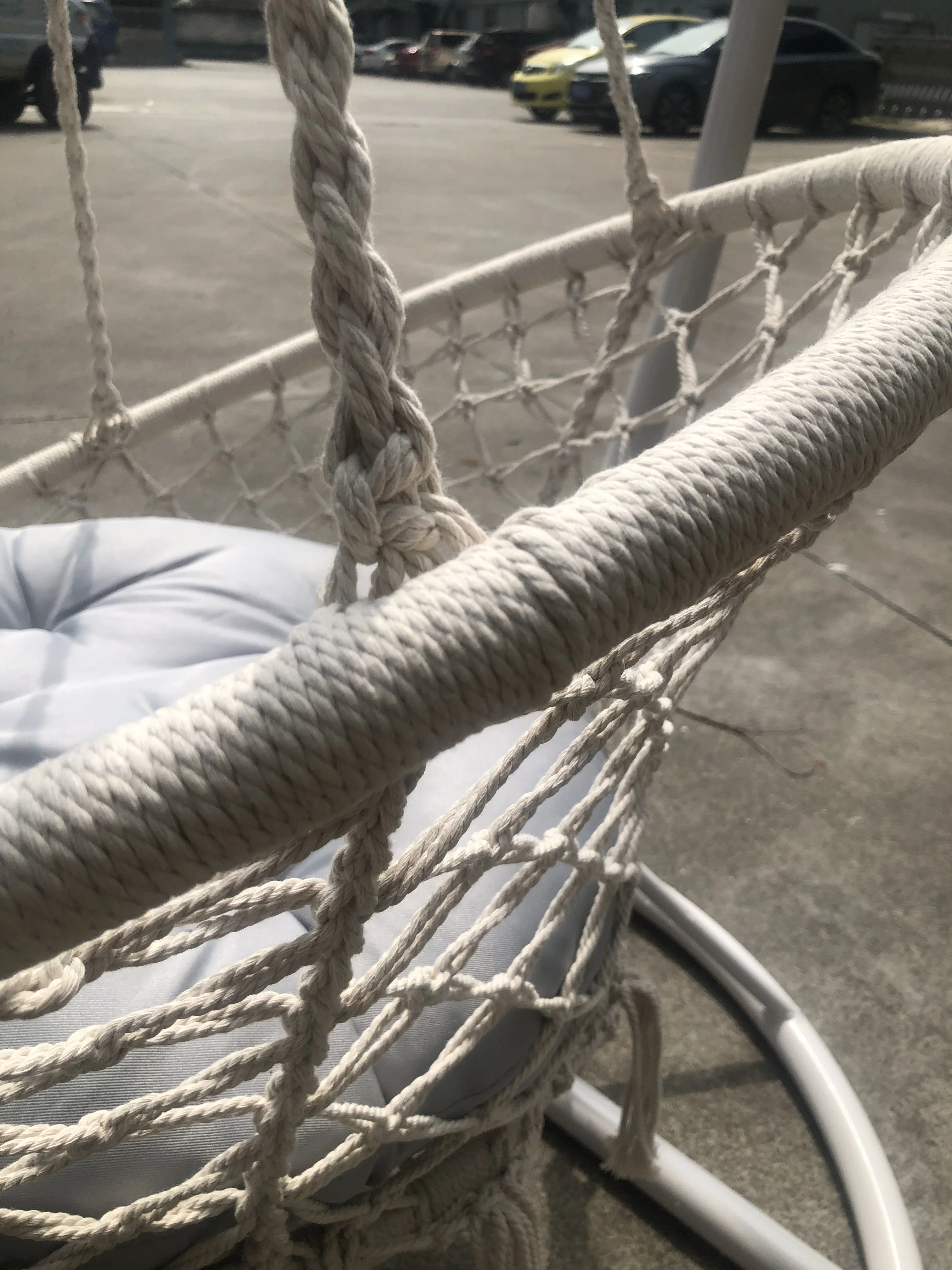 Modern leisure white round hammock macrame swing chair rattan outdoor garden patio hanging swin chair