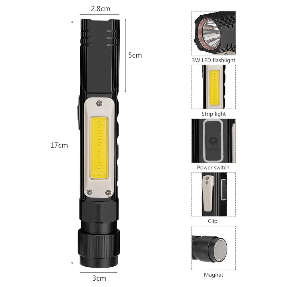 WARSUN SQ02-PLUS Small portable pocket EDC USB rechargeable torch light COB XPG LED lamp Travel flashlight for outdoor Emergency