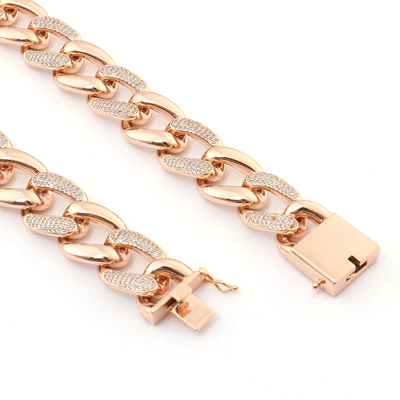  New arrival fashion 18inches long moissanite diamond iced out cuban chian hip hop jewelry