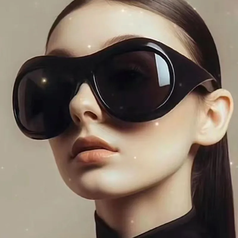 DL GLASSES Futuristist Oversized Large Frame Shield Shades Eyeglasses Y2K Outdoor Cycling Luxury Sports Sunglasses Women