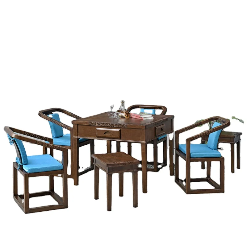 Chessboard room mahjong machine grape full garden teak color folding birch mahjong dining table dual-use table