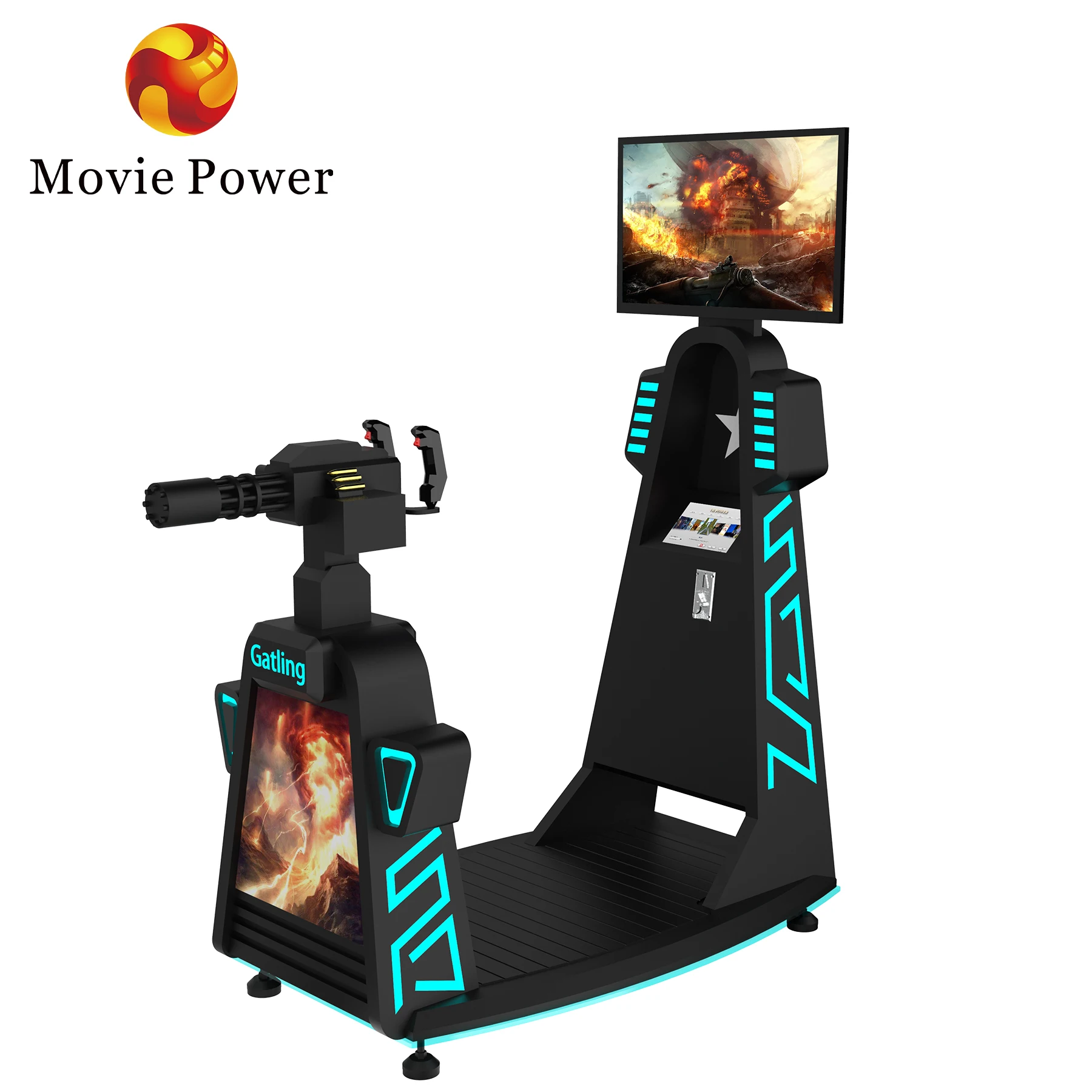 Shooting Game Machine 9D One-Player VR Fiberglass Gatling Simulator for Zombie Shooting for Educational Airport Public Venues