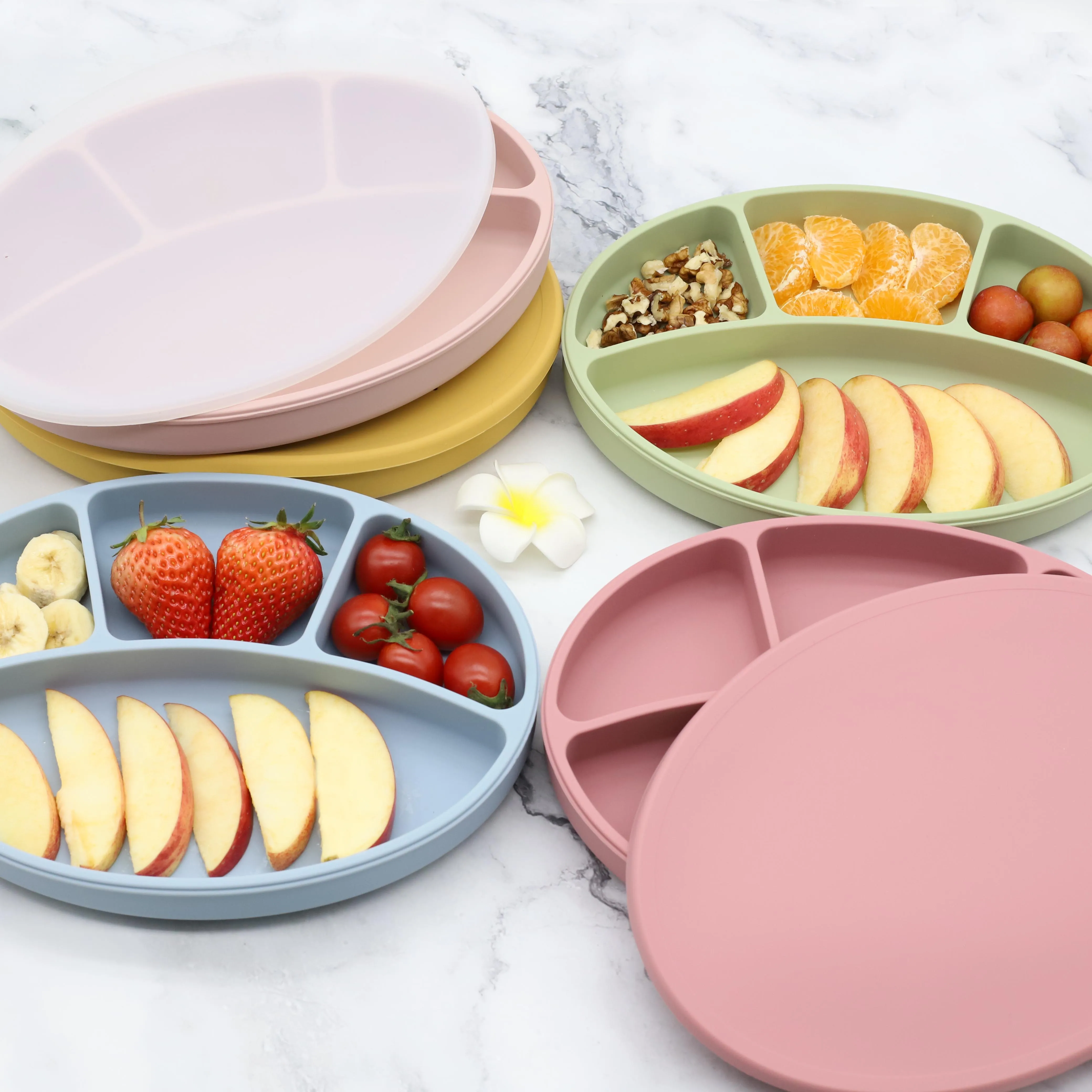 Portable Silicone Suction Soft Safety BPA Free Kids Food Silicone Baby Plate