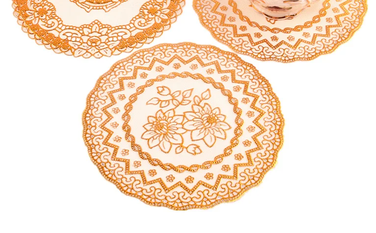 
PVC bronzing lotus coaster ashtray cushion round western placemat 