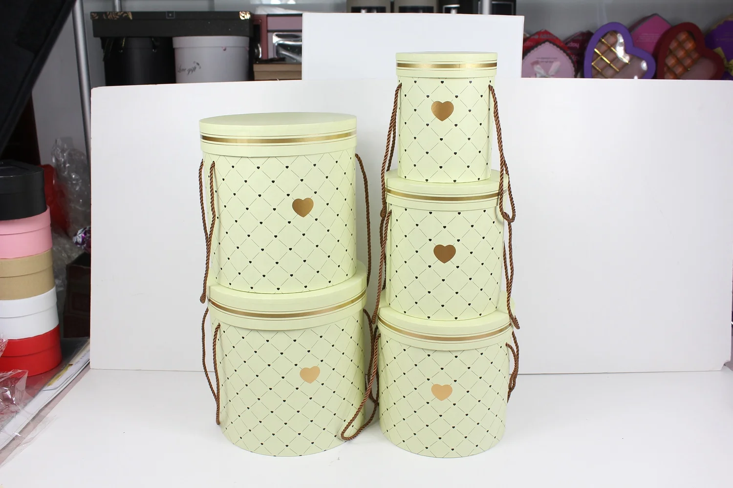 Круглая коробка для шляп цветов картонная водонепроницаемая упаковка букета и Подарочная бумага розы 5 комплектов картон