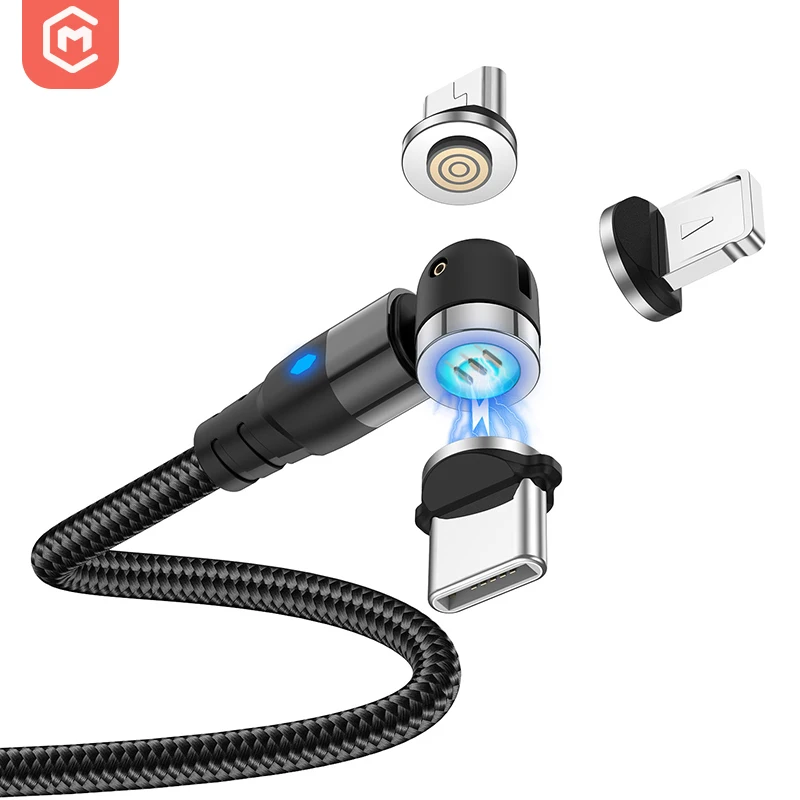 Кабель MONFONK 3A для быстрой зарядки и передачи данных с поворотом на 540 градусов Магнитный зарядный кабель iPhone Micro Type