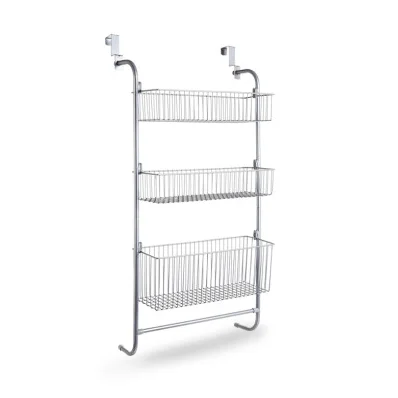Over The Door Pantry Organizer 3 Tier Hanging Wire Storage Basket Spice Rack Organizer Kitchen Shelf with Hooks
