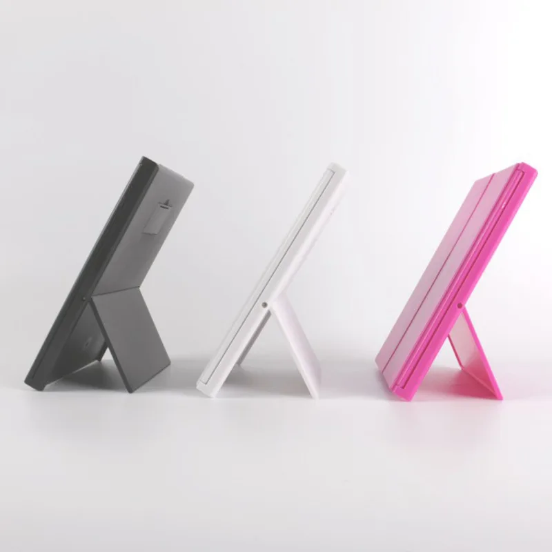 China wholesale cheap Tri-Fold Makeup Mirror with LED Light Portable Travel Small Pocket Mirrors Travel Fold Cosmetic Mirror