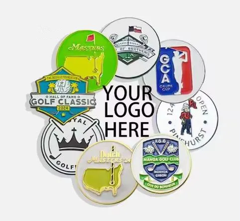 High Quality 25mm Customized Zinc Alloy Enamel Embossed Logo Golf Ball Marker Souvenir