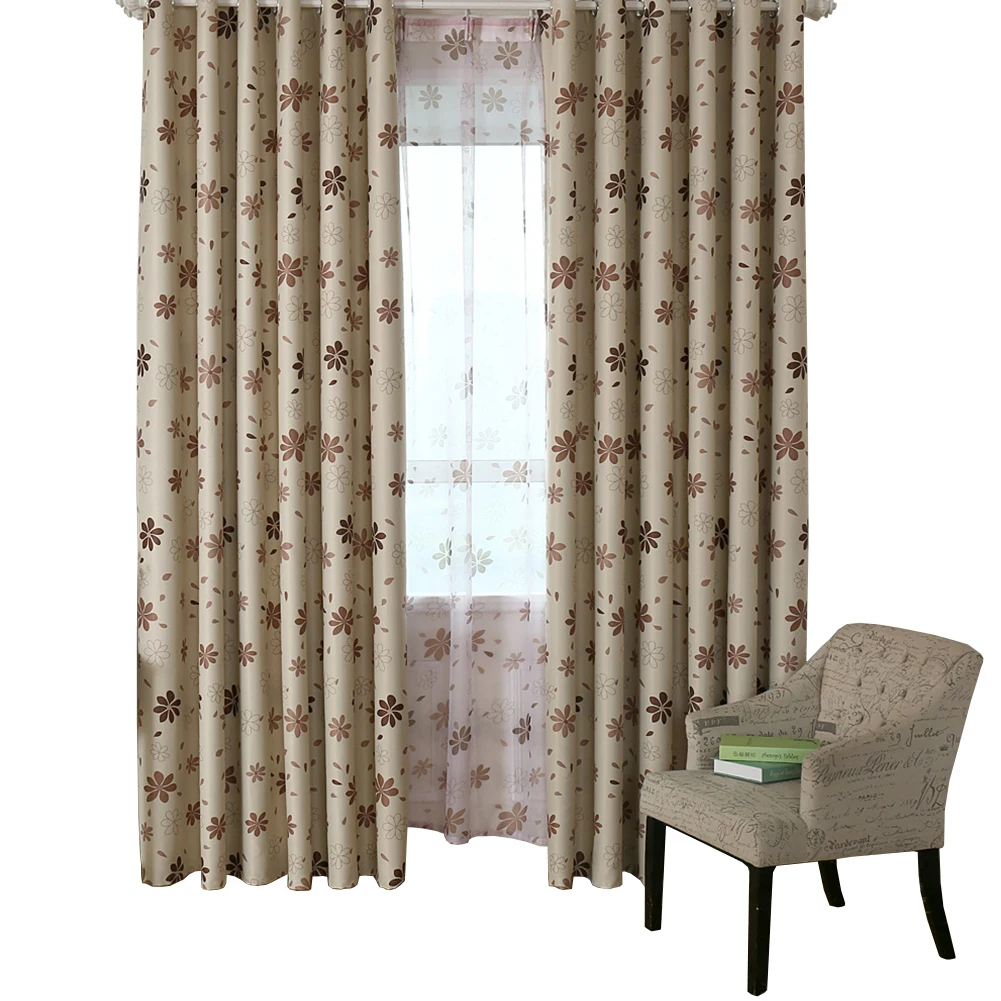 Top-ranking Modern Custom Made Double Layer Flower Pattern Blackout Curtain For Living Room