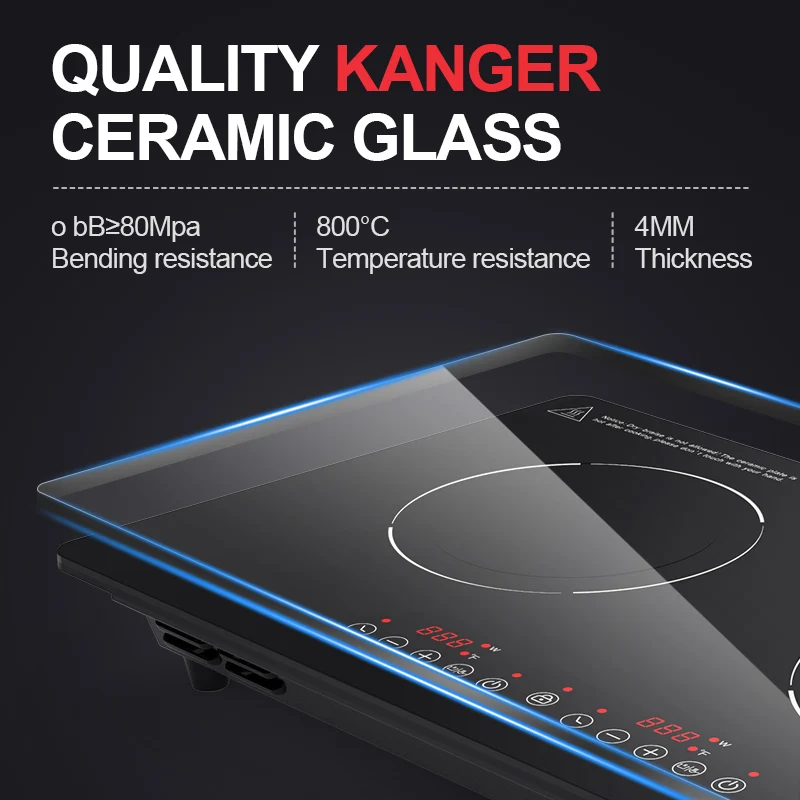 US horizontal type induction stove kitchen appliance 110-120V 1800W built-in 2 induction cooktop