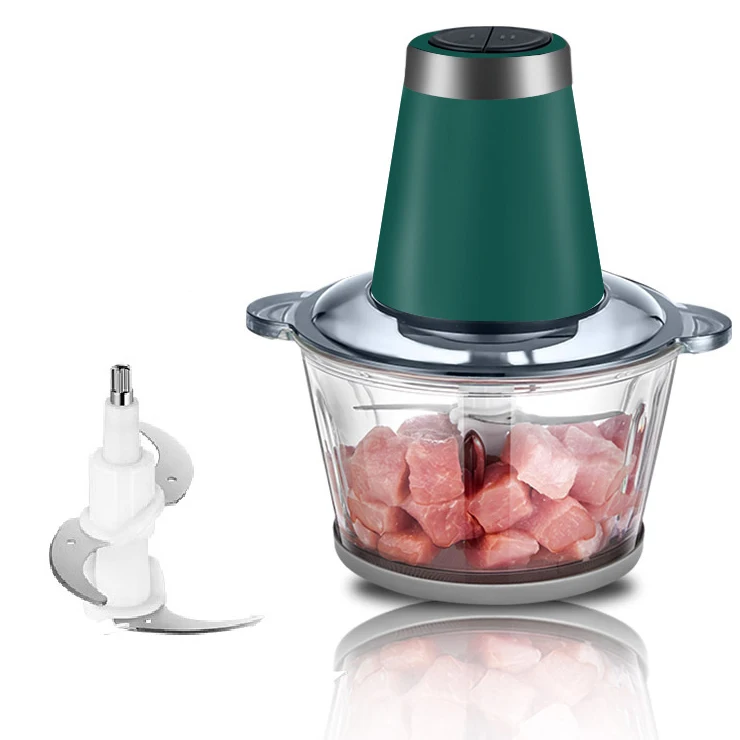 Chinese Factory 2L Stainless Steel Glass Electric Meat Grinder 2 Speeds Chopper Mincing Machine Quiet Food Processor