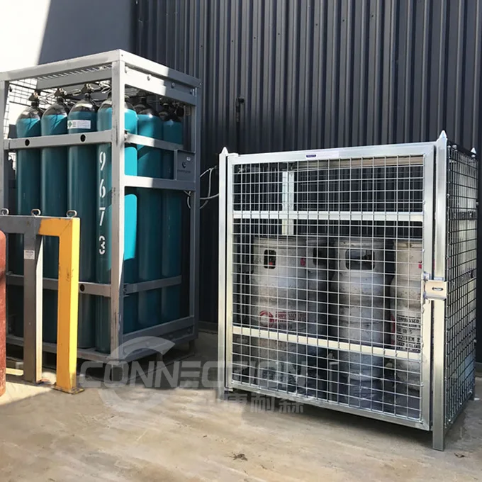 Outdoor -Horizontal Storage Steel & Mesh Gas Cylinder Cage Propane Tank Cages