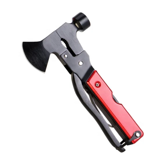 High quality 15 in 1 combination tool set stainless steel aluminum alloy handle hammer axe outdoor camping tool