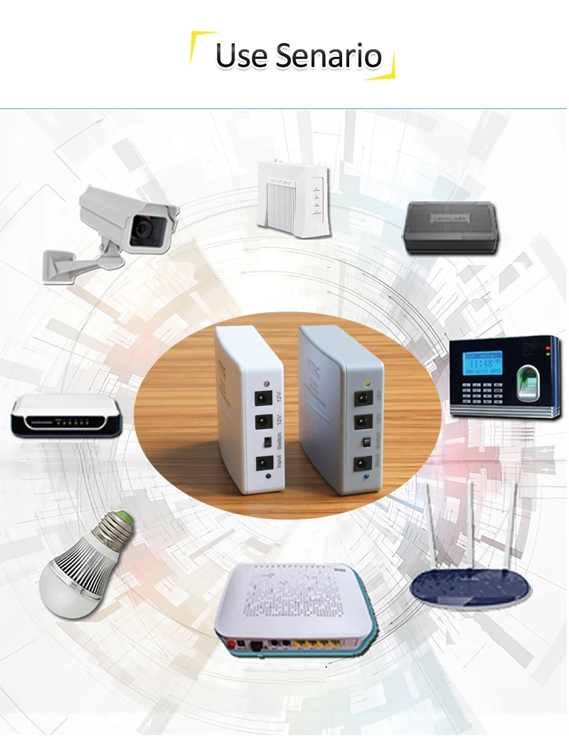 KTAC 12V mini DC UPS DC1837S with 18650 lithium battery backup for WIFI router modem ups power supply