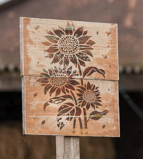 Пластиковый трафарет с подсолнухами трафареты для рисования подсолнухов деревянных полотен бумажных тканевых полов мебели стен