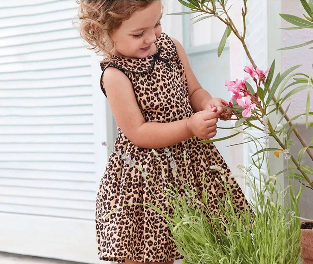 
New fashion baby wear leopard print girls party dress 