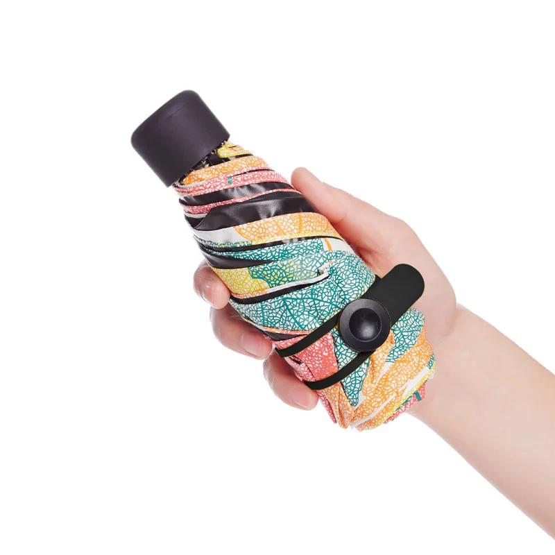 High Quality 19inch 6 panels 190T Pongee Light Weight Colorful Maple Leaf Foldable Sunscreen Gift Umbrella