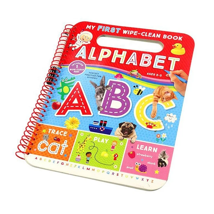English Letter Abc Word Learning Books with Wipe-clean Pen Learn English Book Set