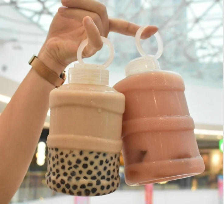 500ml 700ml Plastic Bucket PET Bottle for Bubble Tea 16oz 24oz PET Water Bottle Recycled for Juice Wine
