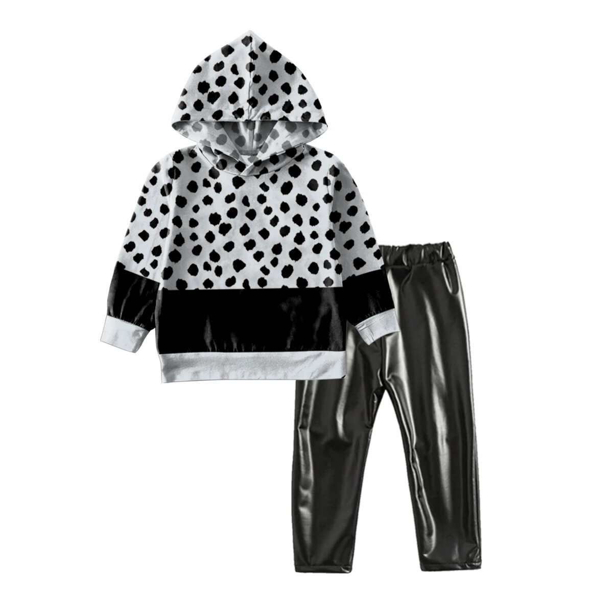 Baby Girls Leather Trousers Autumn Winter New Stylish Bottoms Clothing Black PU Leathery Casual PANTS 1-14 Years
