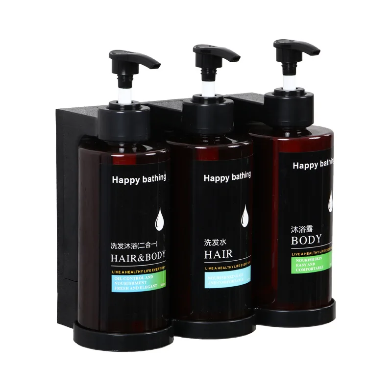 Nail-Free Wall-Mounted Hotel Bathroom Kitchen Soap Dispenser Bottle Collection Container Hand Soap Shower Gel Shampoo Press
