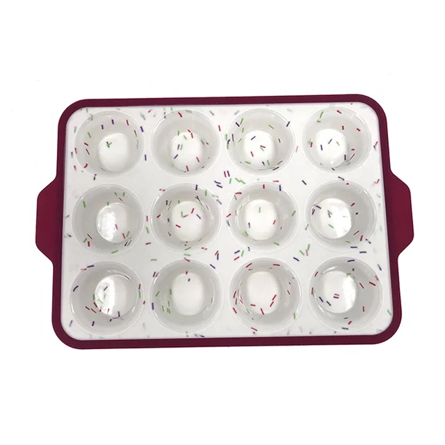 Silicone Muffin Pan12 Cups Cupcake Baking Pan Stainless Steel metal frame inside BPA Free Dishwasher Microwave Safe