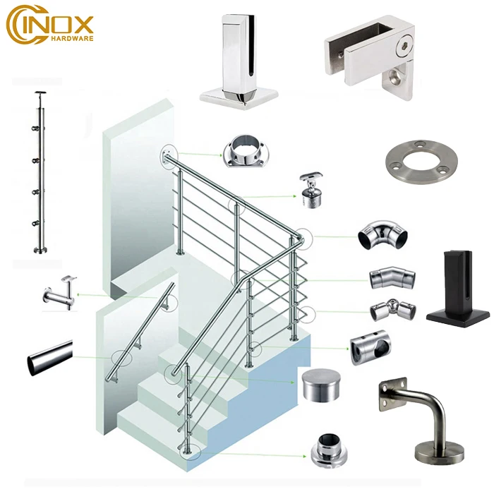 GLASS HANDRAILStairs Balustrades & Handrails 304 316 Railing Base Cover And Balustrade Flange Cover For Balcony Terrace Banister