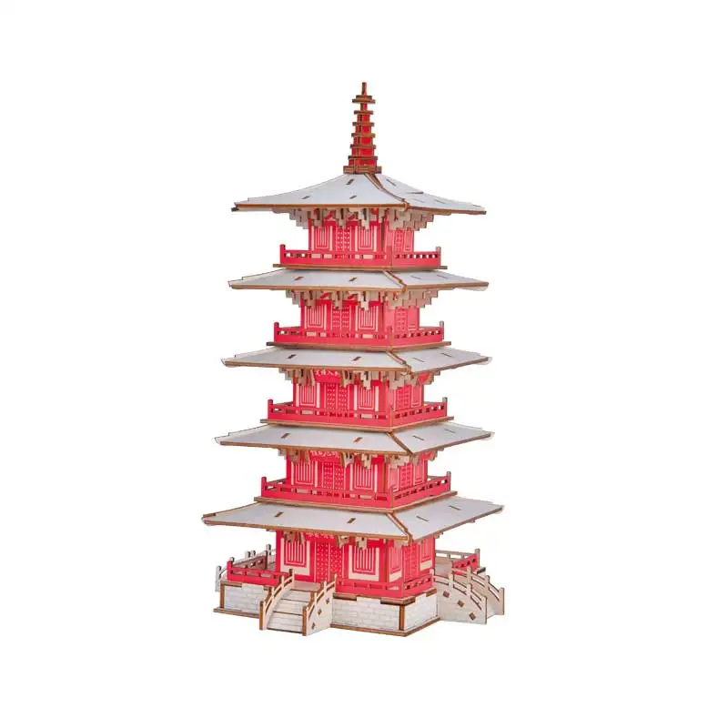 2021 New Product Hot Selling JG Hanshan Temple Model Wood Jigsaw Puzzle 3d Puzzle diy toys for kids and adults