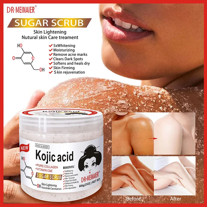 Oem Manufacturer Face Foaming Organic Vegan Sugar Sea Salt Wholesale Kojic Acid Facial Scrub Private Label Whitening Body Scrub