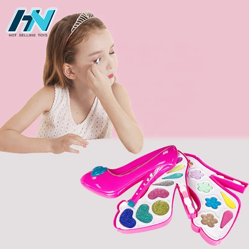 girl fashion high heels shape washable play make up kids cosmetic toy set