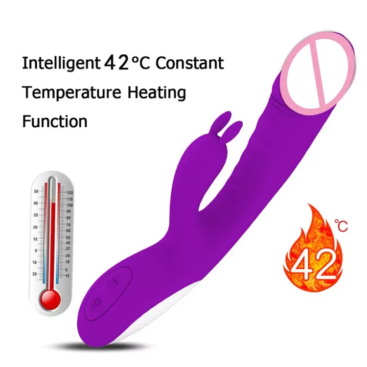 Automatic Heating Rabbit Vibrator Clitoral Massager G Spot Stimulator Vagina Thrusting Dildo Vibrator Adult Sex Toys for Women