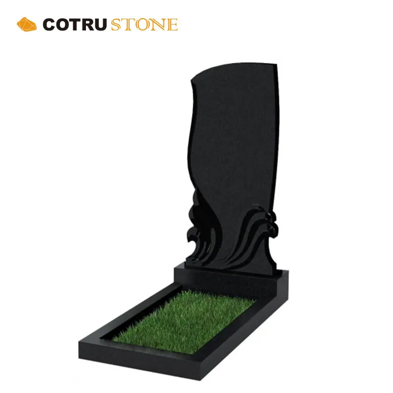 Russian Style Black Stone Tombstone Headstone Monument Memorial with Cross