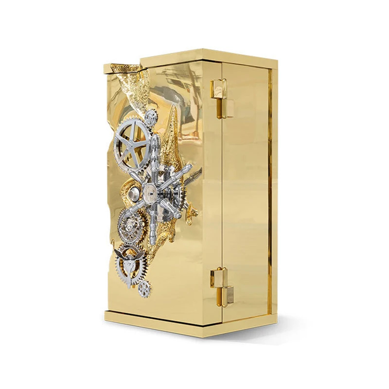 Furnistyle Customized Millionaire Gold Luxury Fireproof Stainless Steel Safes Electronic Locks Home Use Bedroom Safes Direct