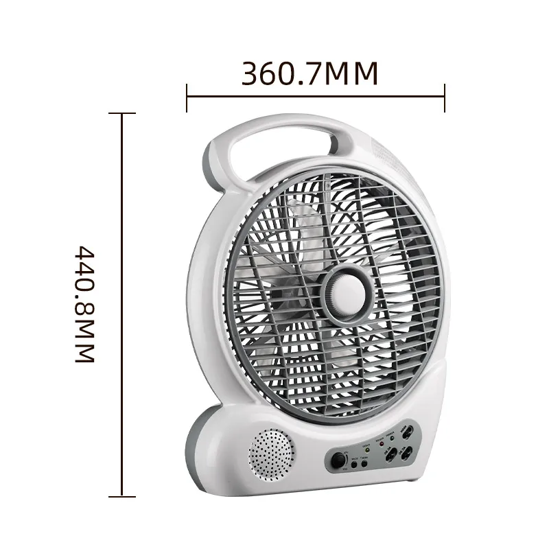 Changrong Rechargeable Table Fan 10 inch Radio Fan with Power Bank and solar charging function