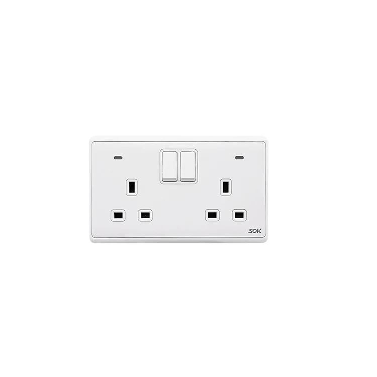 2021 Hot sale Two Sets Of Bipolar Switch Sockets With Neon Lights double pole wall sockets with CE certification