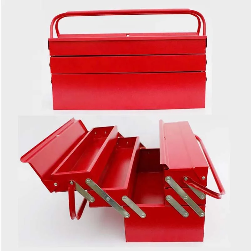 4 3-layer multifunctional steel tool boxes with trays of different sizes portable folding mechanical metal tool boxes