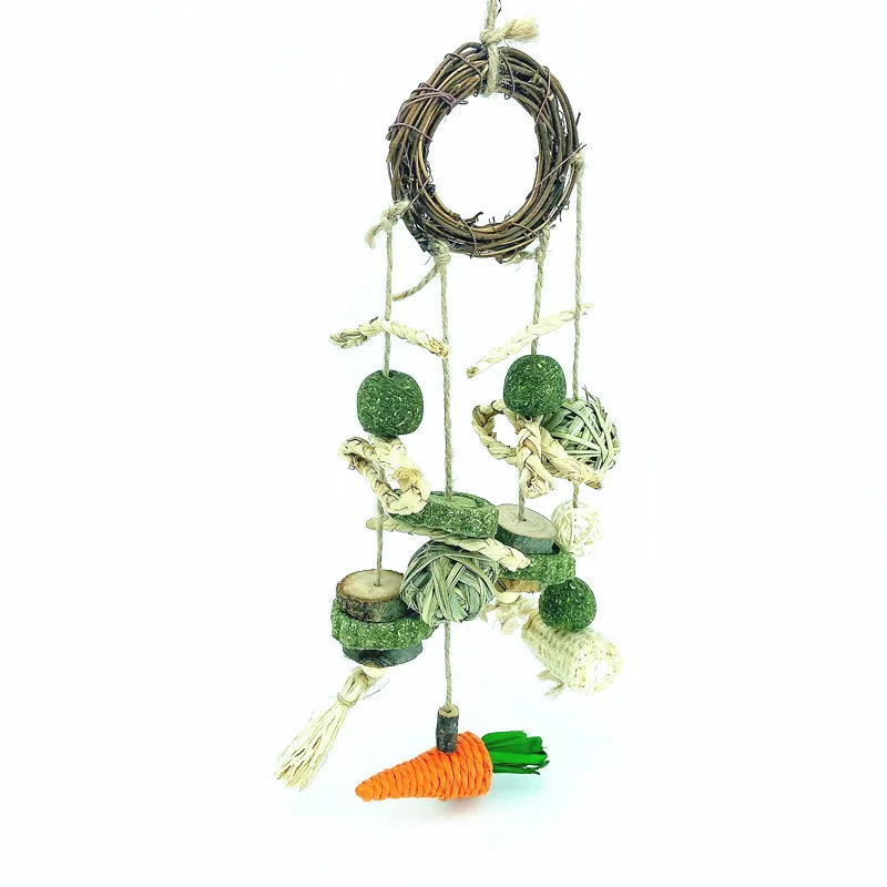 Natural Alfalfa Cake Chew Toy Hamster Chinchilla Squirrel Rabbit Parrot Toy Weaving Bite Rattan Grass Pet Toys