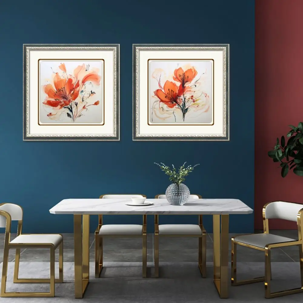 Modern Style High Quality Pale Orange Flower Painting on Canvas Quality Home Decoration with Framed Canvas Wall Decor