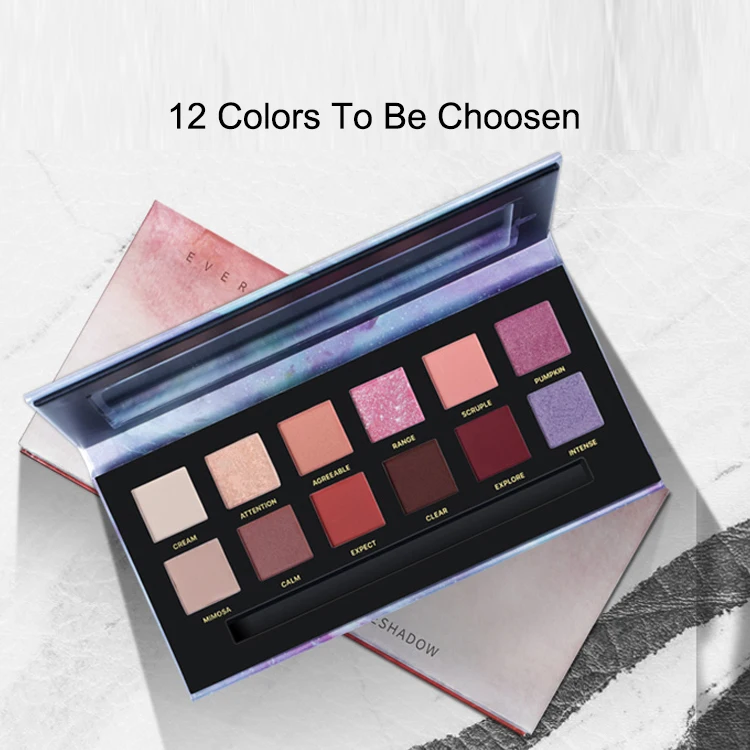 Wholesale 12 colors ready to ship vegan makeup gliting eye shadow eyeshadow palette