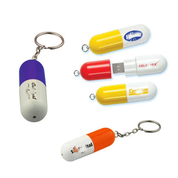 Pill Shape USB Flash Drive Colorful Logo Printing Logo 1Gb 2GB 4GB 8GB 16GB Medical Theme Pendrive Tablet USB