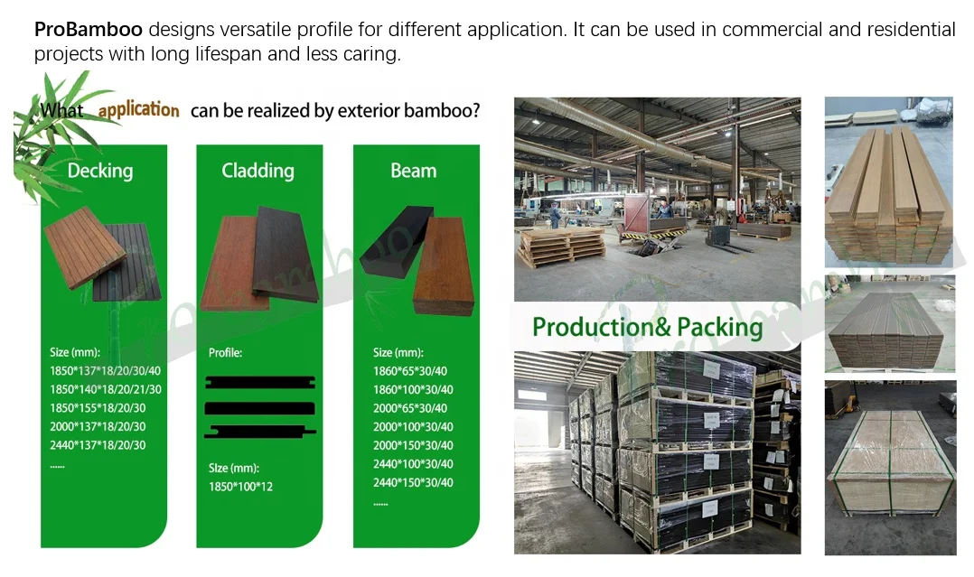 CNC machines DIY making moso bamboo furniture making factory extremely high density 30mm 40mm garden pavilion bamboo beams