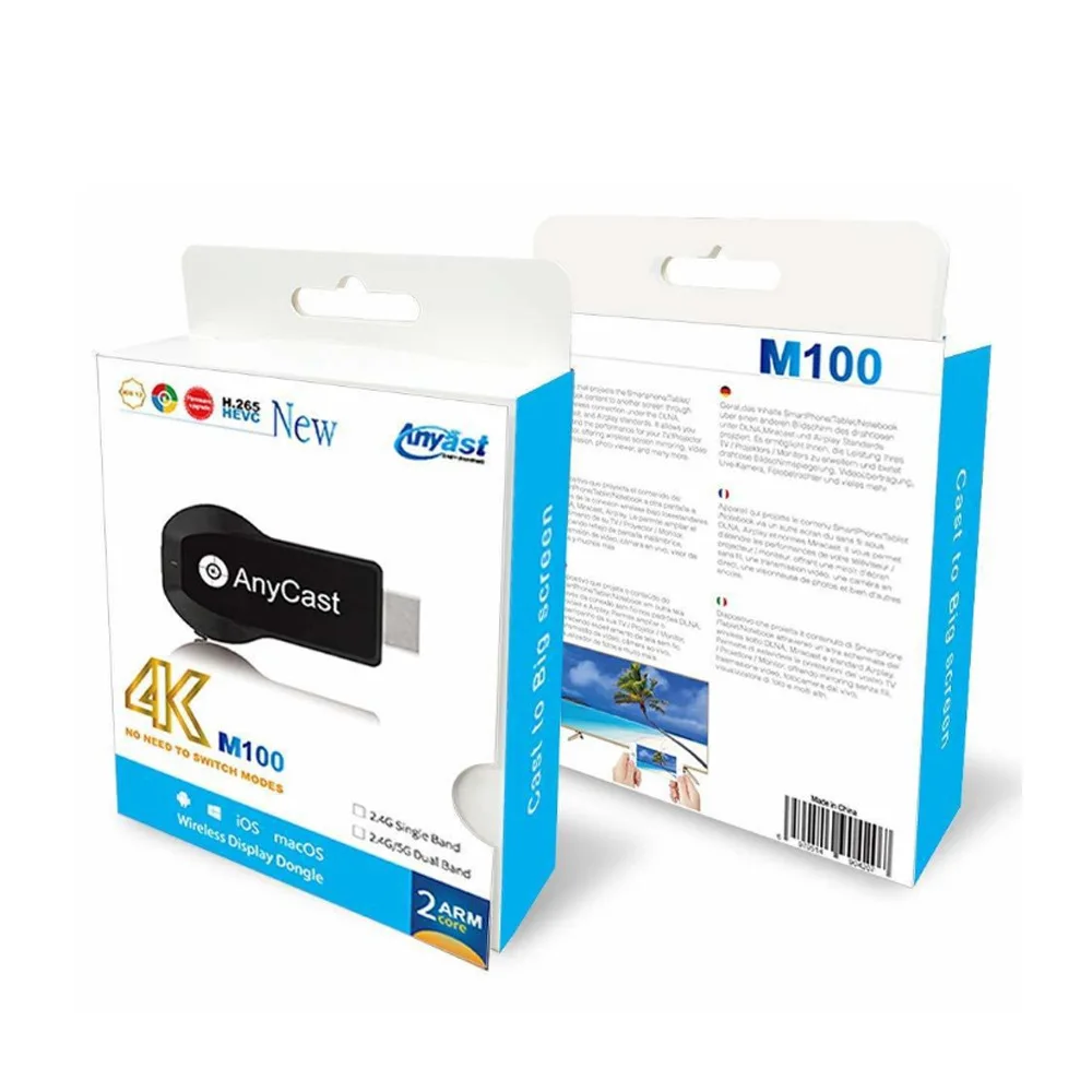 Anycast M100 2.4G/5G 4K Miracast Any Cast Wireless DLNA AirPlay  TV Stick Wifi Display Dongle Receiver for IOS Android PC