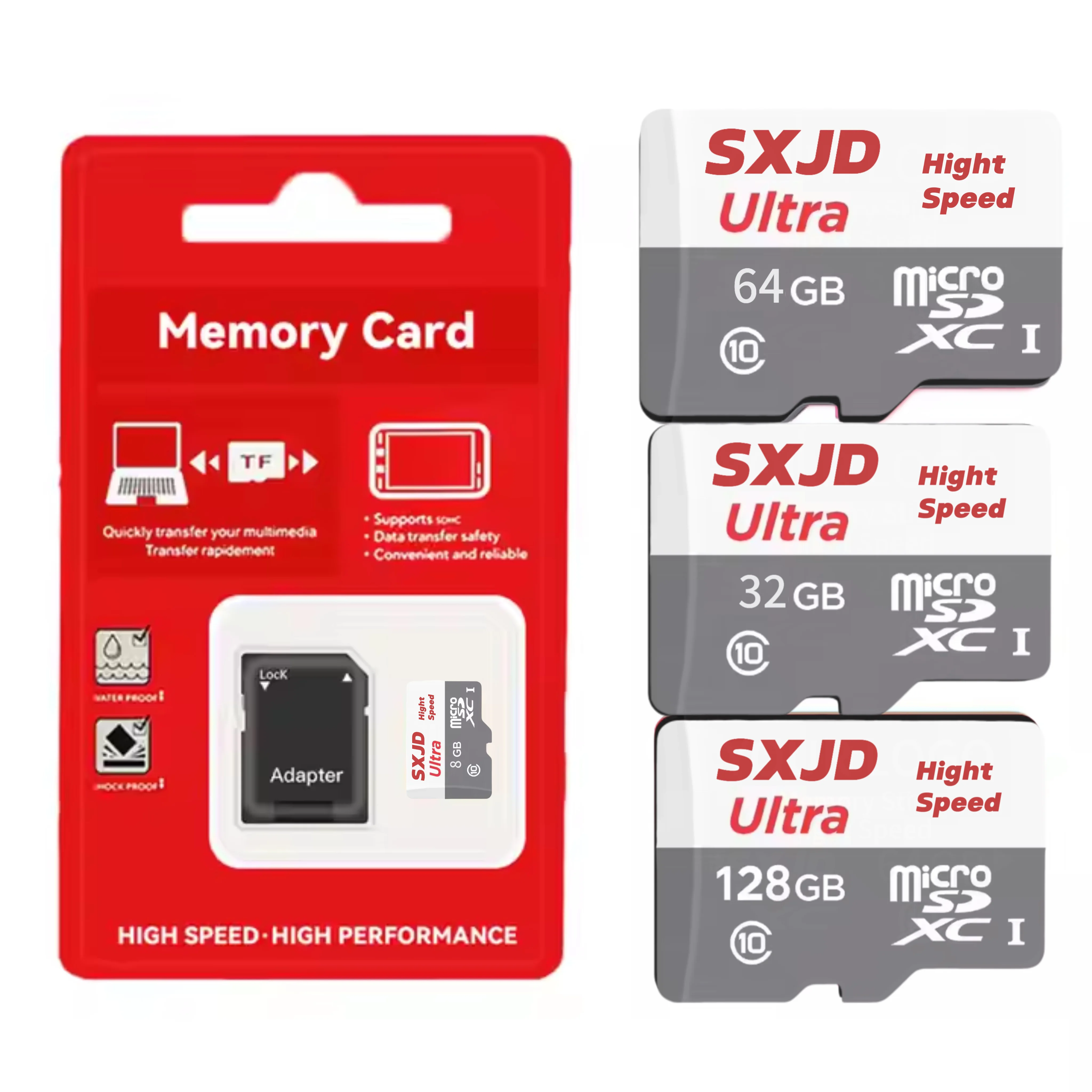 Wholesale high speed C10 U3 V30 mini sd memoria 16gb 32gb 64gb 128gb 256gb TF SD Card 512gb No logo Memory Card and Adapter