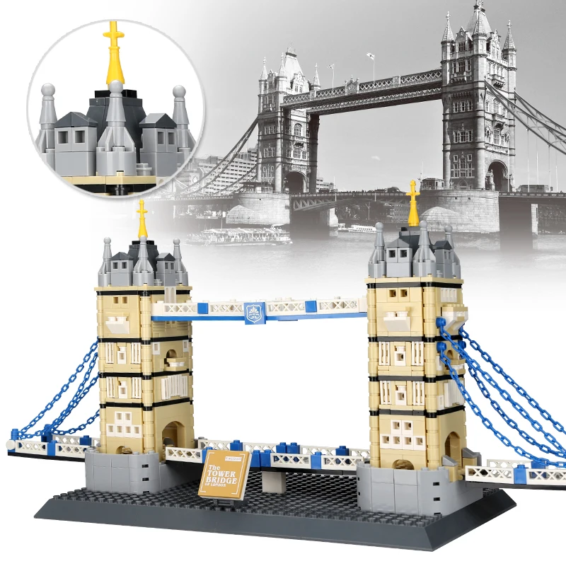 4219 Famous London Landmark Architecture Tower Bridge 969+PCS Building Brick sets ABS Plastic MOC Construct Toy